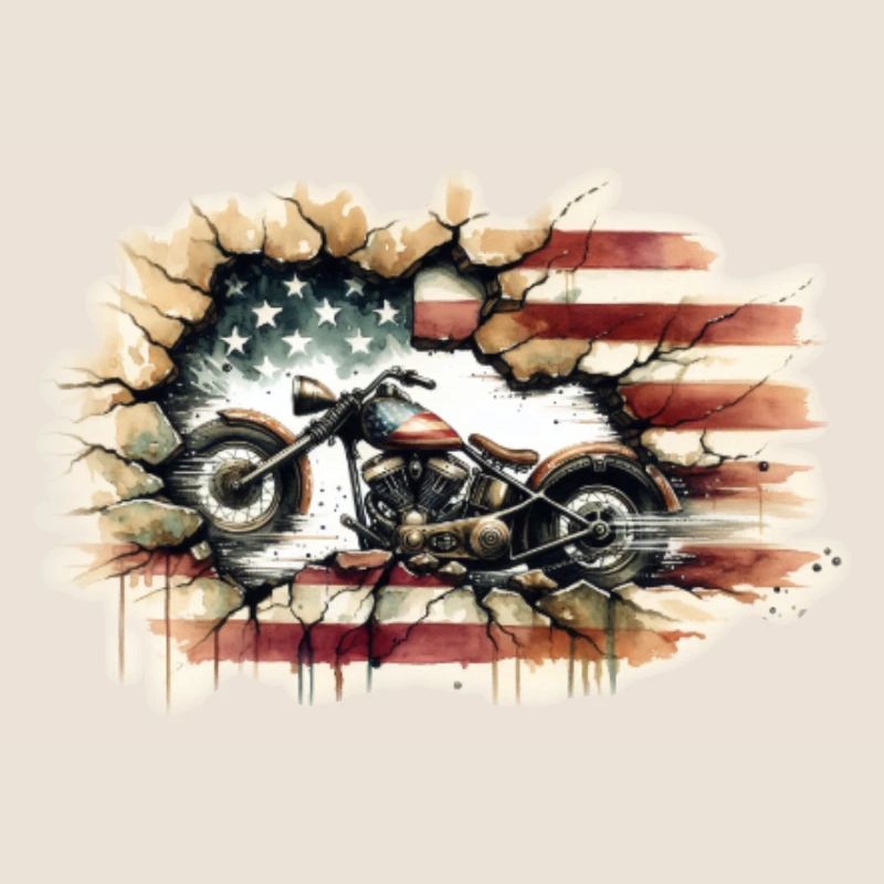 Motorrad mit einer USA Flagge