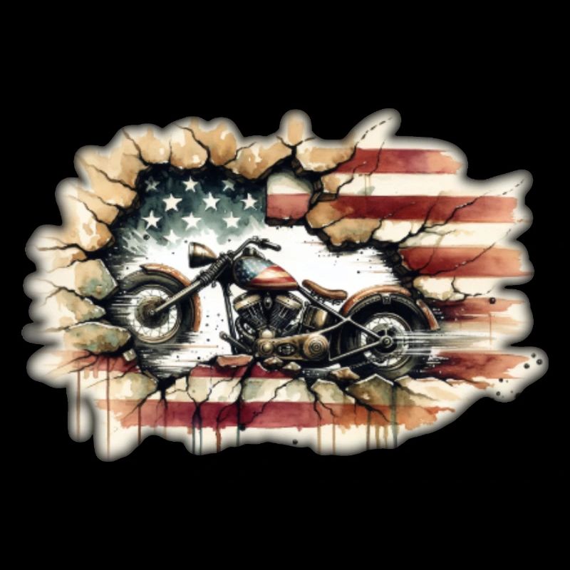 Motorrad mit einer USA Flagge