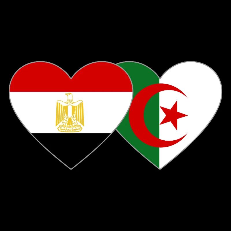 Egypte Algérie Drapeau Coeur