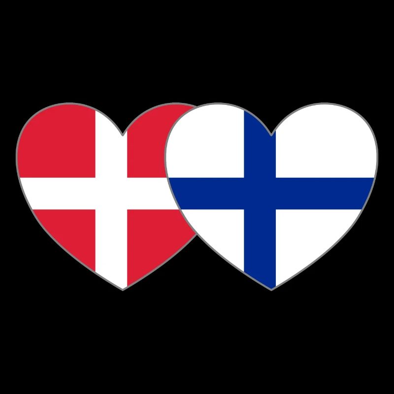 Danemark Finlande Flag Heart