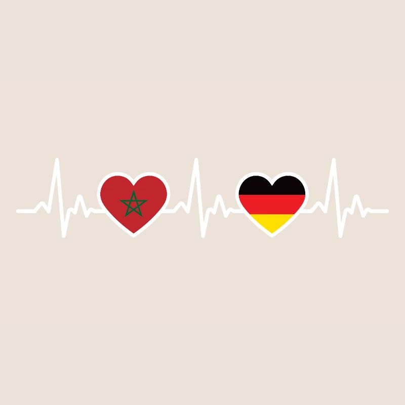 Moroccan Germany Heartbeat Flag Morocco