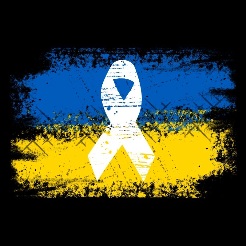Drapeau ukrainien avec ruban de paix