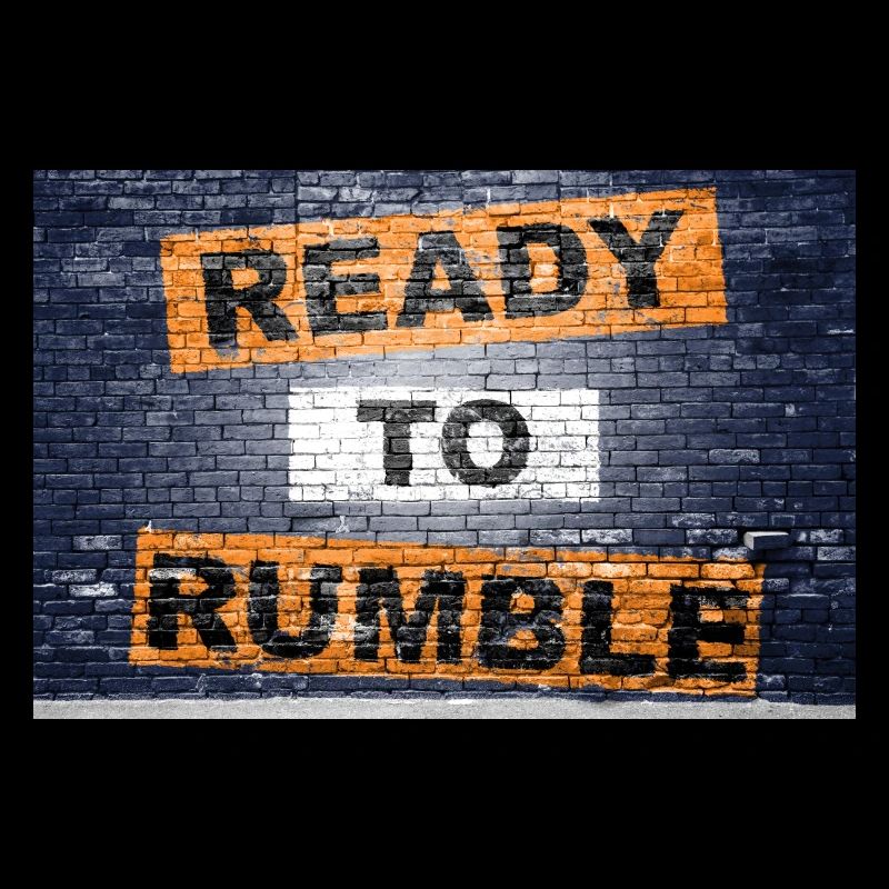 Ready to Rumble saying lettering Graffiti on Brick