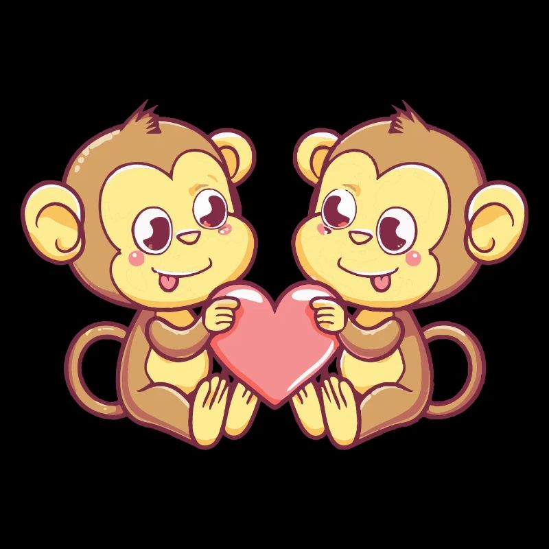 Affe Comic Paar Liebe