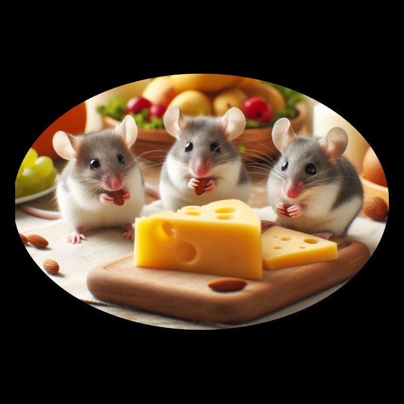 Niedliche realistische Mäuse mit Käse