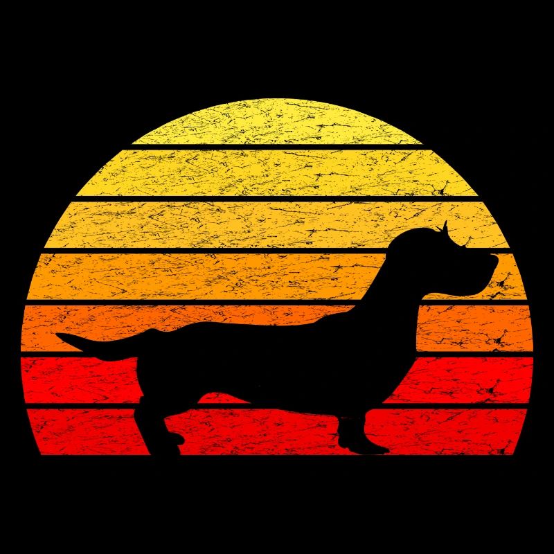 Teckel à poil dur Teckel Chien de style rétro Sun.