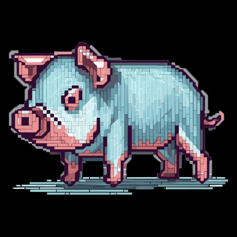 Funny pet pig designed in 8 bit pixels