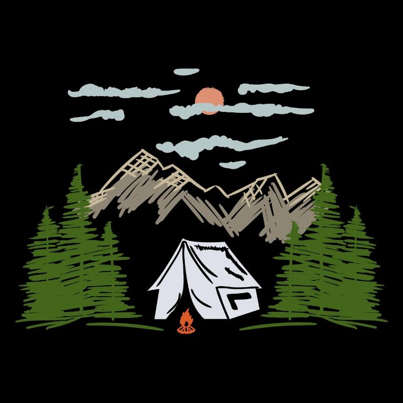 Tent in the forest by the campfire gift