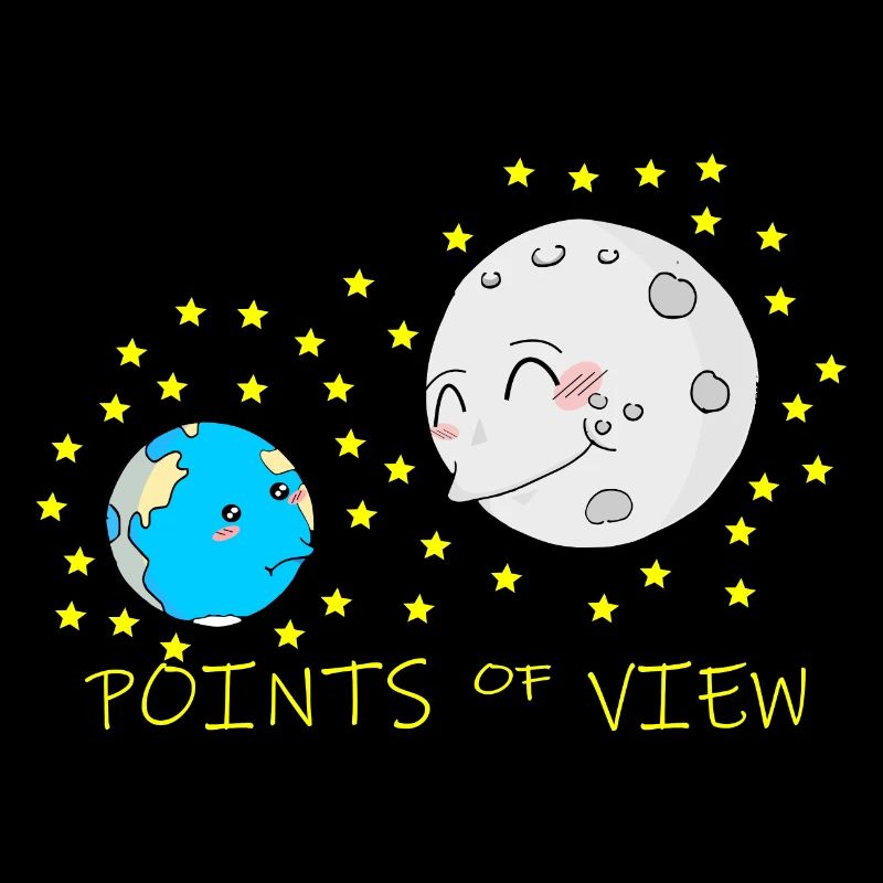 Conception mignonne de points de vue positifs de la lune et de la terre