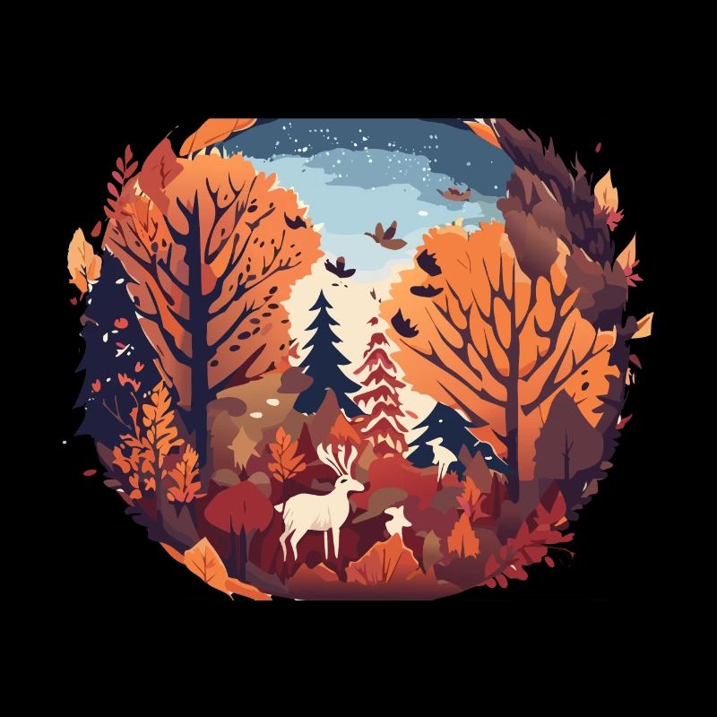 Cerfs dans la clairière (Collection d’automne #7)