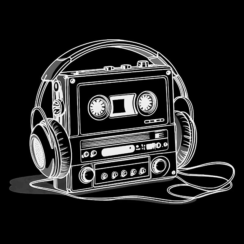 Kassetterecorder mit Kopfhörern - 80er Vibes