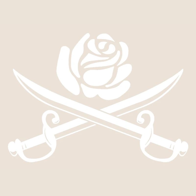 Fleur blanche et épées croisées