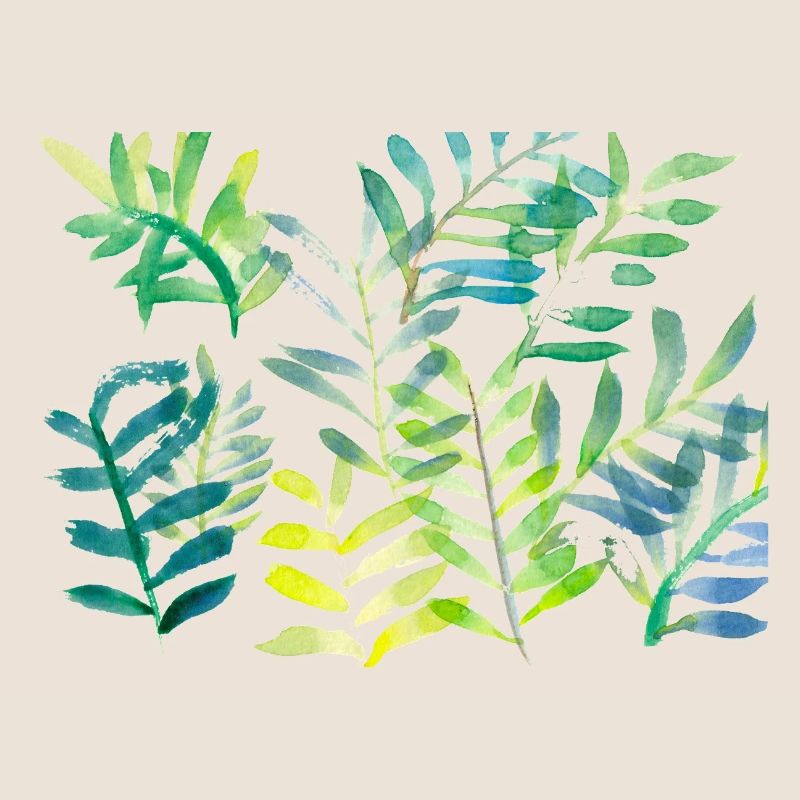 Water-coloured leaf branches