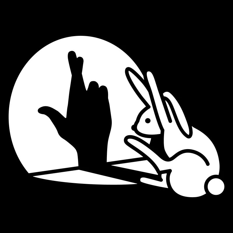 Funny Rabbit Hand Shadow Crossed Fingers