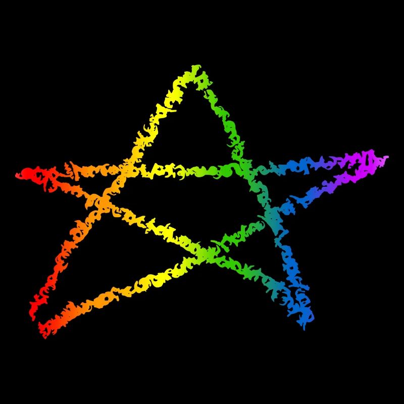 Pentagram rainbow colors gothic goth occult
