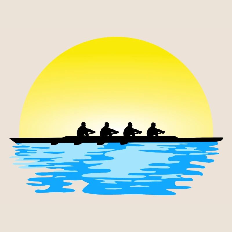Aviron, équipe masculine d’aviron, eau et soleil
