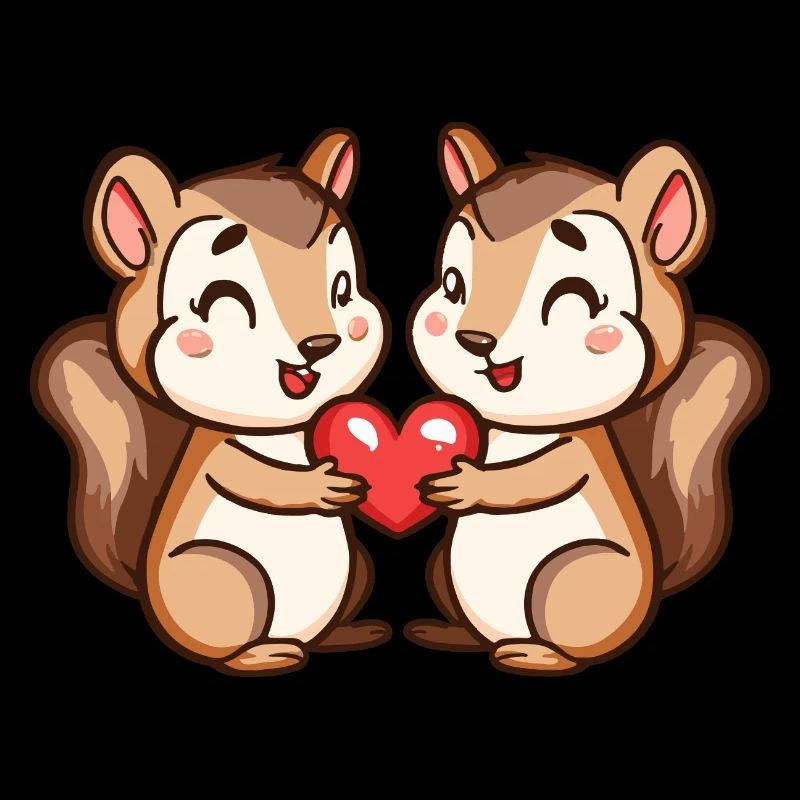 Écureuil Bande Dessinée Couple Amour
