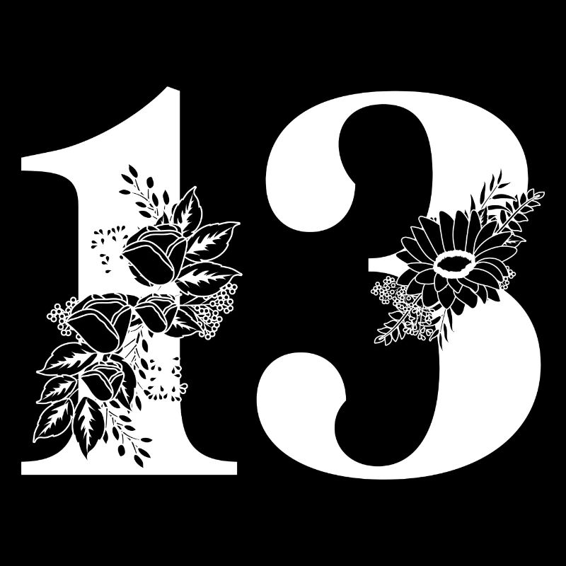 Nummer 13 Schwarze Blumen -13. Geburtstag Blumen