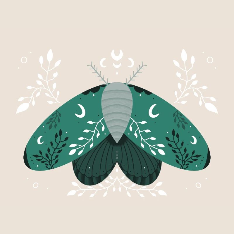 Papillon de nuit vert avec feuillage