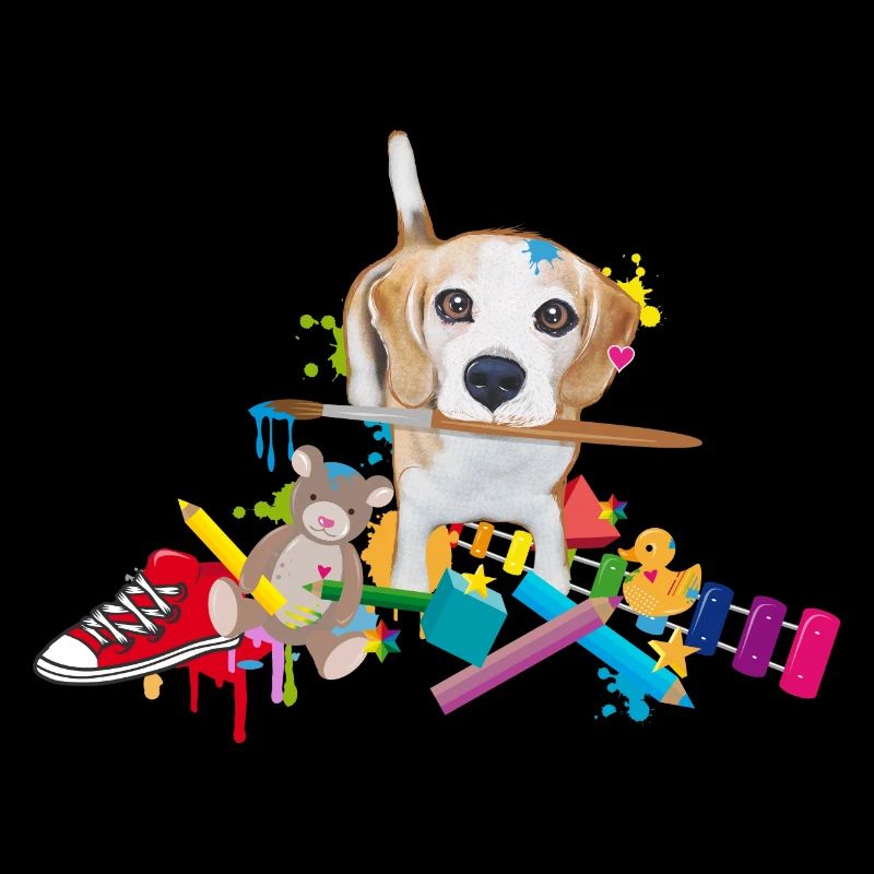beagle with a brush
