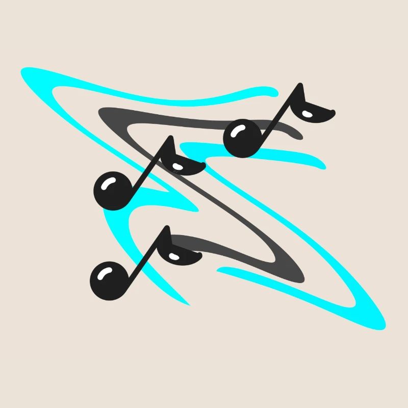 Musical notes on colored background