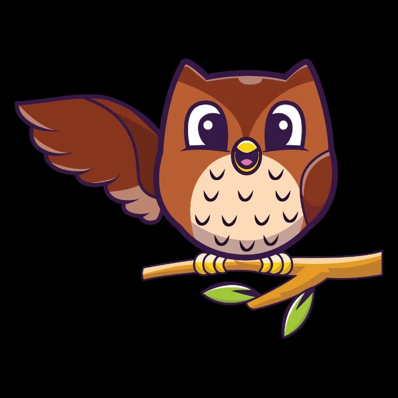 Hello Owl - Eule sitzt auf Ast und winkt