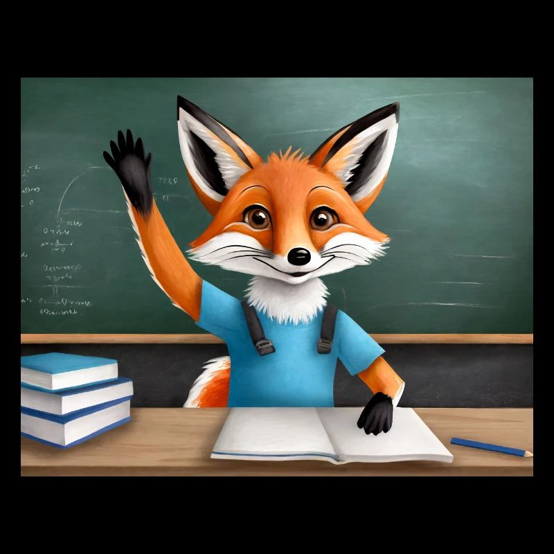 mignon petit renard démon levant la main