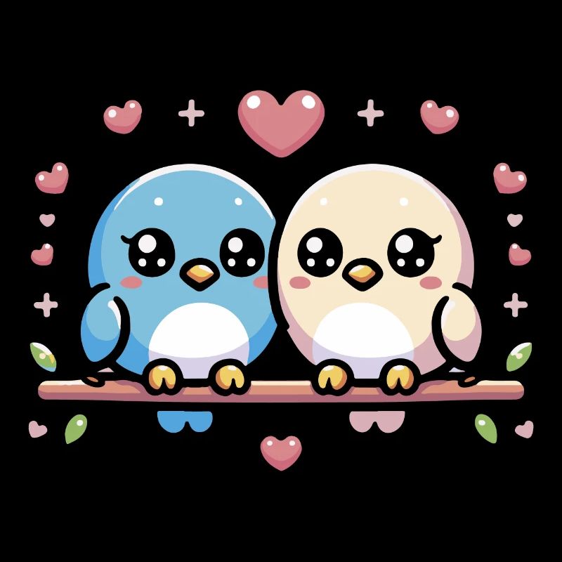 cute lovebirds perched on a branch