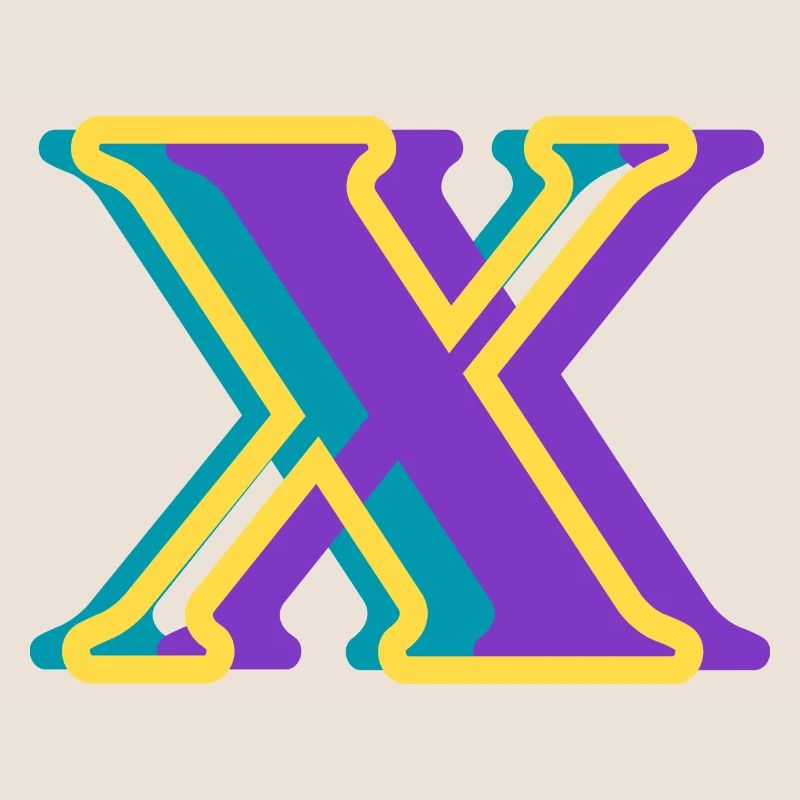 Lettre x multicolore
