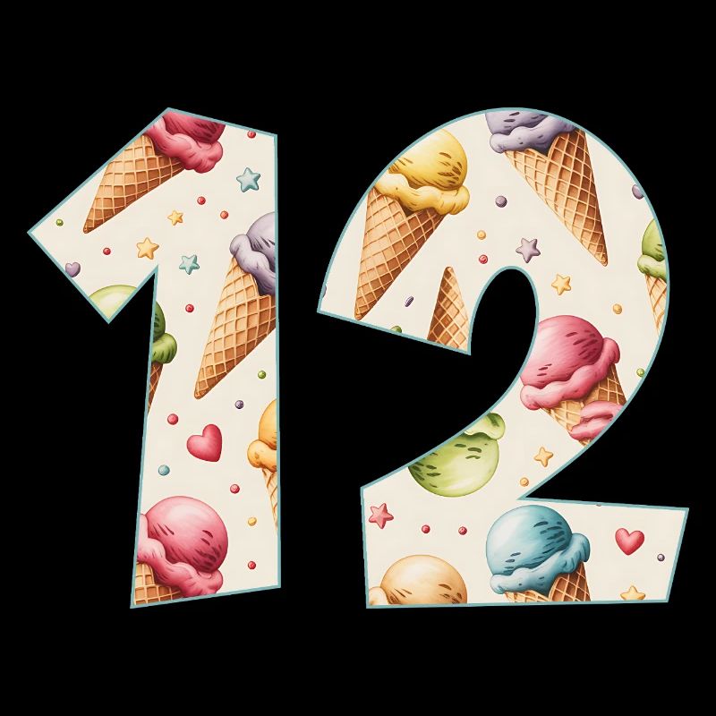 GLACE NUMÉRO 12 ANS CRÈME GLACÉE 12E ANNIVERSAIRE