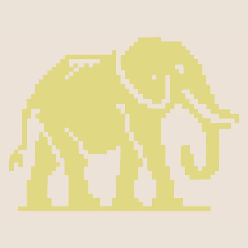 Pixel Elephant Yellow Retro