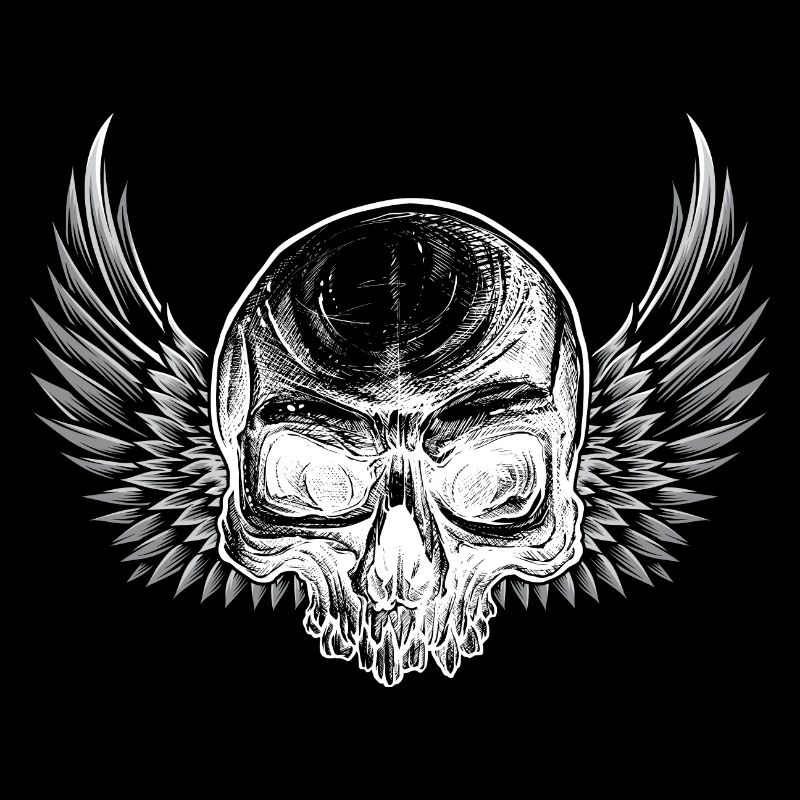 crâne grunge ailes