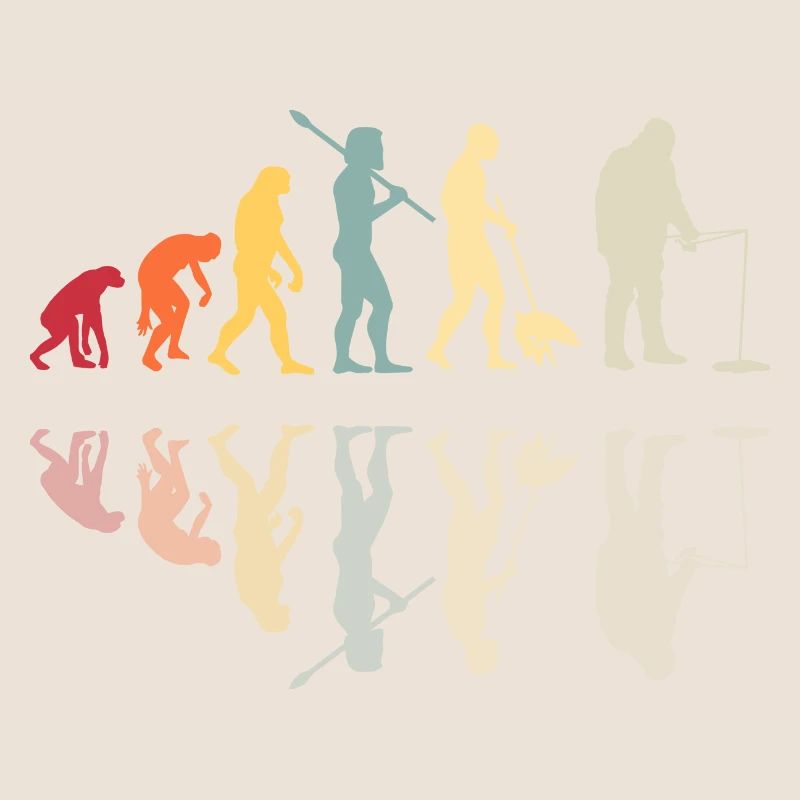 Fischer Menschliche Evolution Vintage Eisfischen