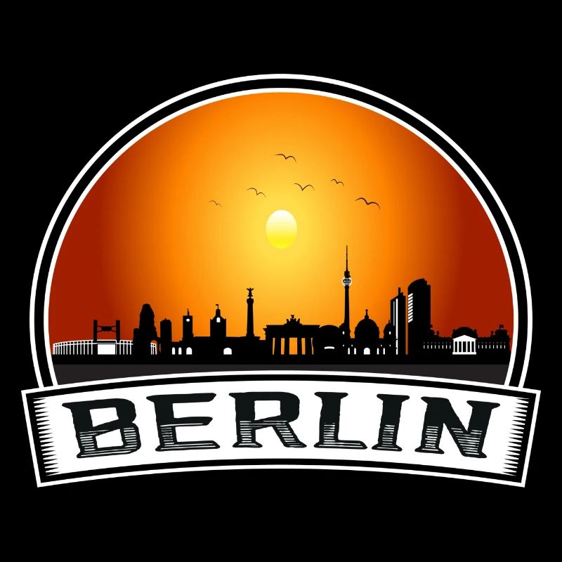 Berlin Skyline Retro Sun lettrage