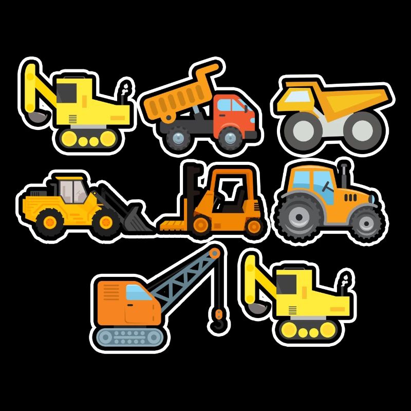Excavator Construction Site Construction Worker Construction Truck I Gift