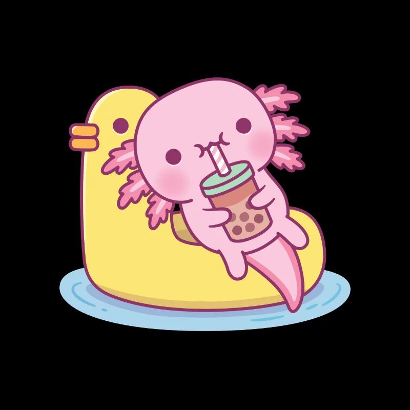 Mignon Axolotl Chilling sur Duck Pool Float