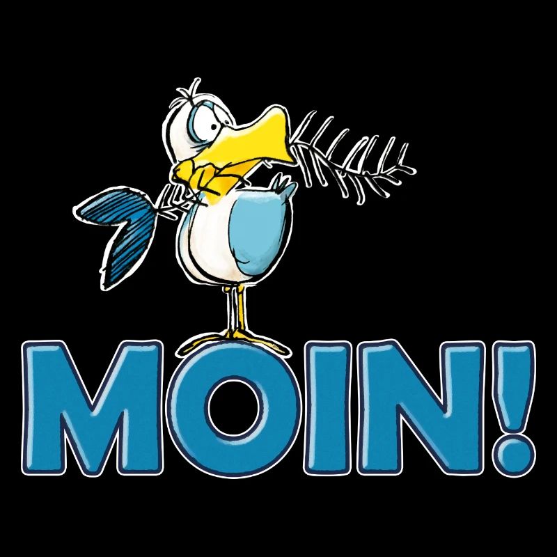 lustige Moin Möwe mit Gräte