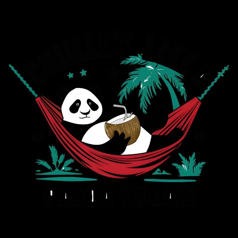 Panda mignon dans un hamac - Coconut Drink Art Desig