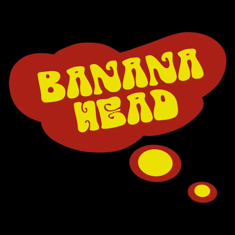 Grosse bulle de pensée rouge dans la TÊTE DE BANANE délavée