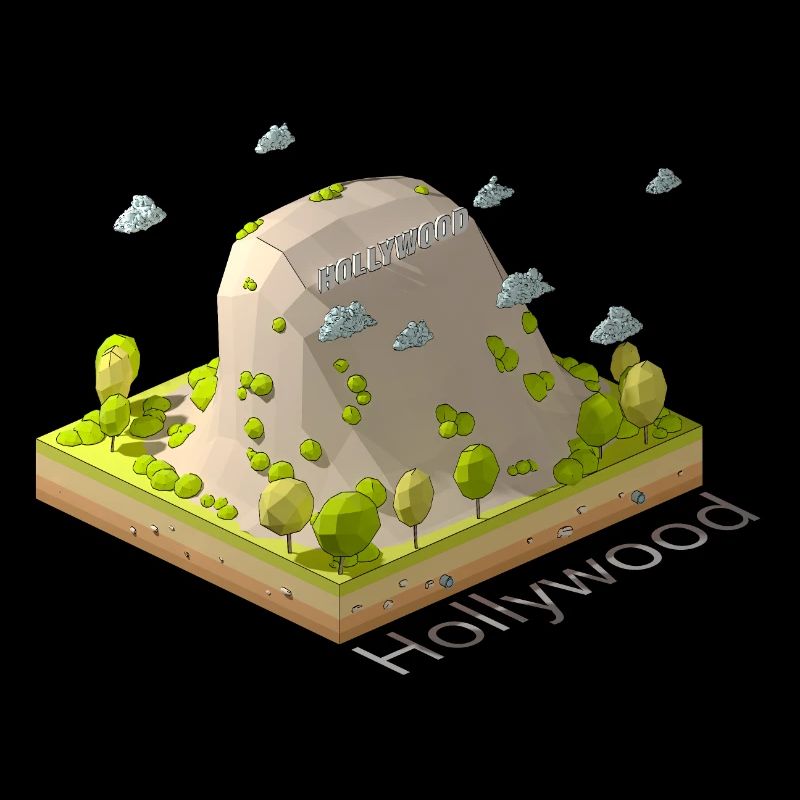Panneau Hollywood low poly géométrique
