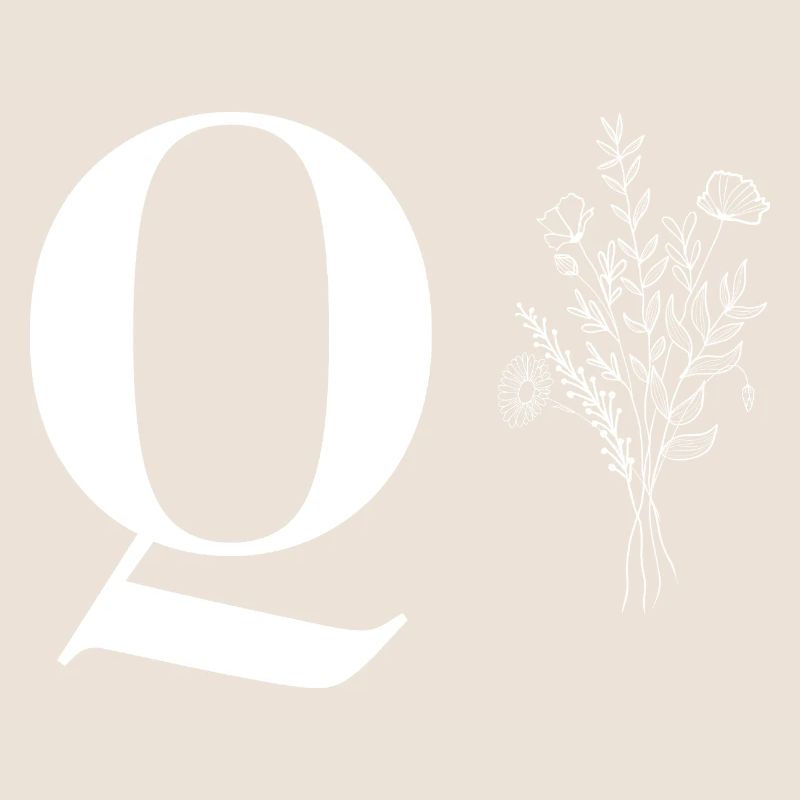 Lette q fleurs minimalistes