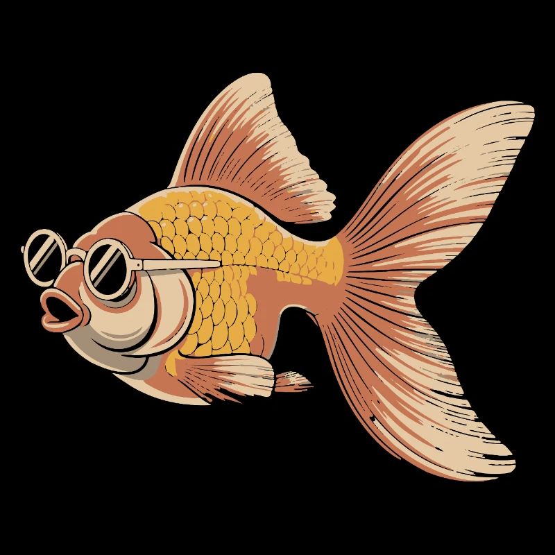 Goldfish with Glasses Retro