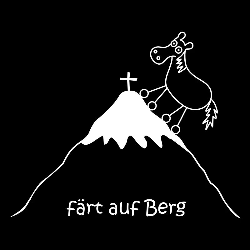 färt auf berg, bergsteigen, lustiges Pferd