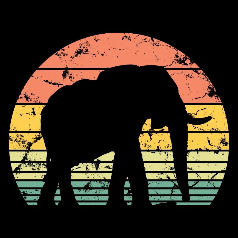 Éléphant Rétro Silhouette Faune Amoureux des éléphants