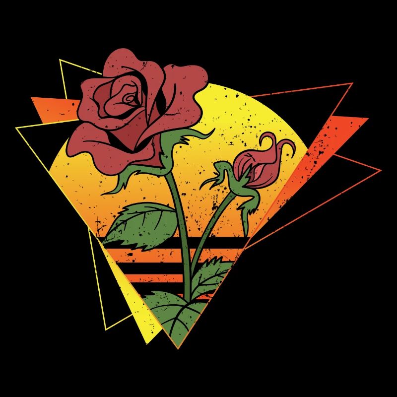 Floral Blossoms Gift Retro Sunset Rose