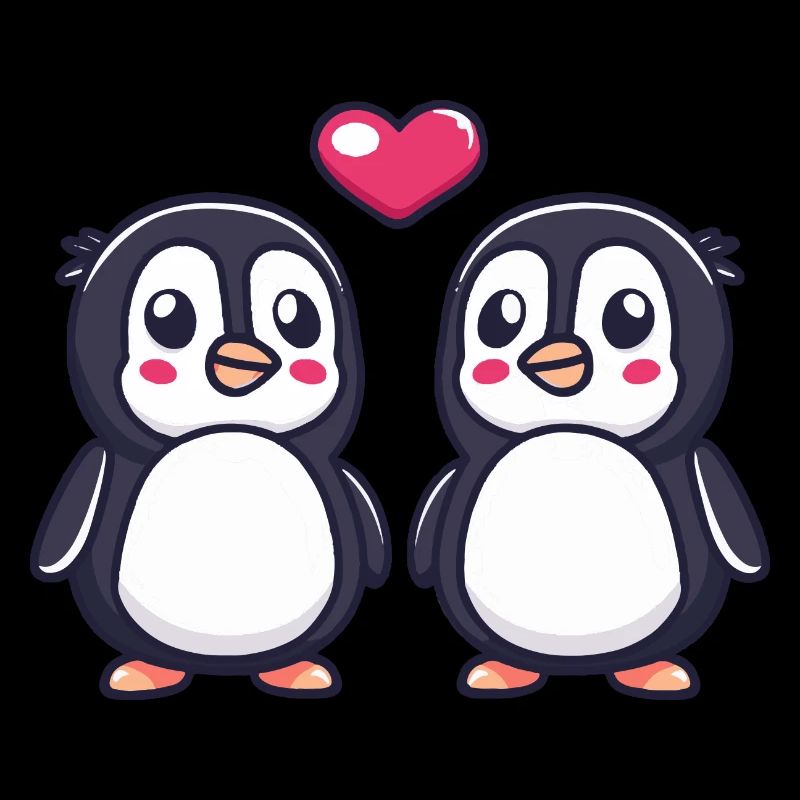 Penguin Comic Couple Love