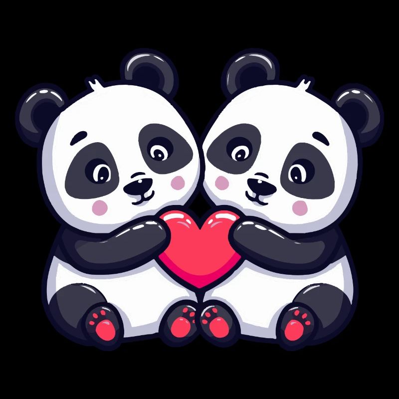 Panda Comic Paar Liebe