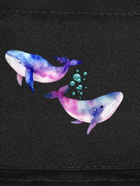 Two rainbow whales/cetaceans