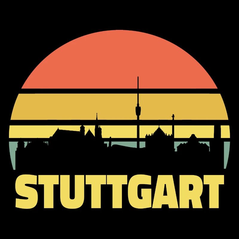 Stuttgart Skyline Silhouette rétro vintage