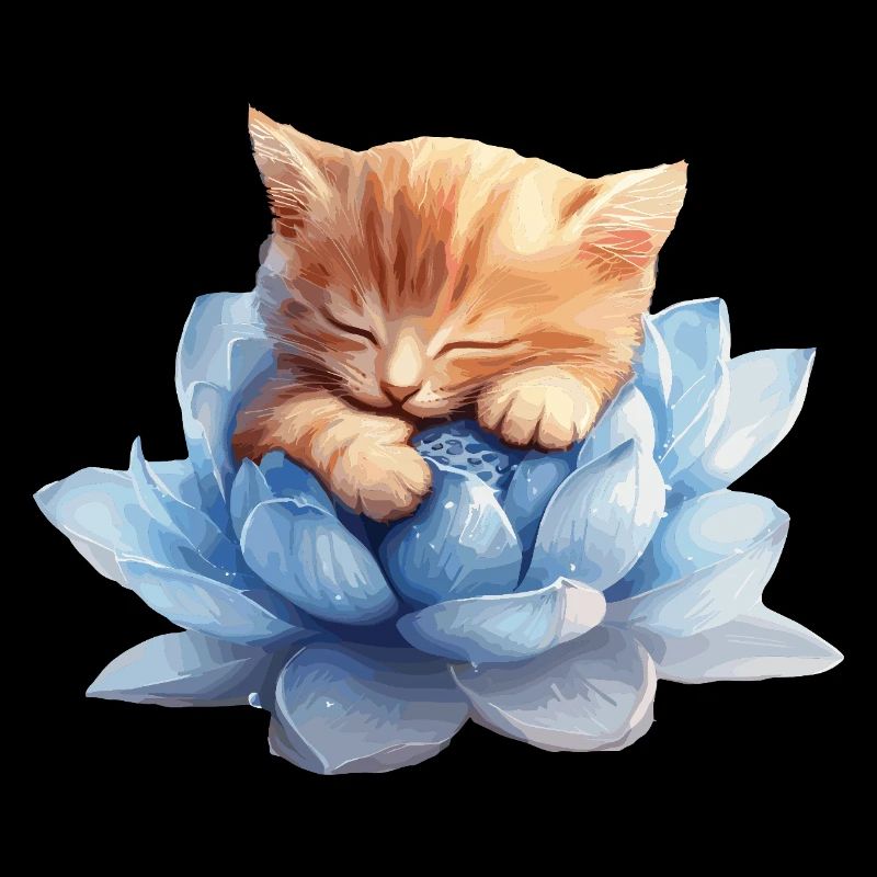 Kitten resting on blue succulents